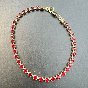 Avon‎ July Birthstone Tennis Bracelet 7.75 Red EXC